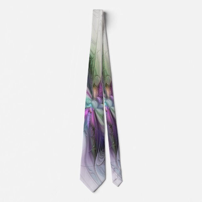 New Life, Colourful Abstract Fractal Art Fantasy Tie (Front)