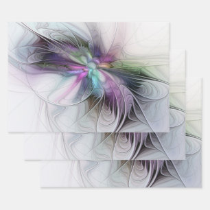 New Life, Colourful Abstract Fractal Art Fantasy Wrapping Paper Sheet