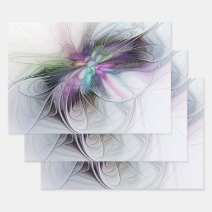 New Life, Colourful Abstract Fractal Art Fantasy Wrapping Paper Sheet