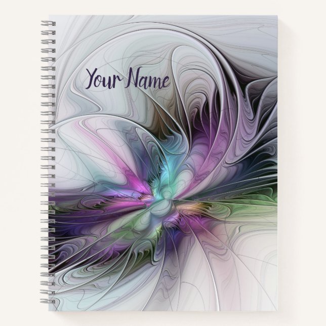 New Life, Colourful Abstract Fractal Fantasy Name Notebook (Front)