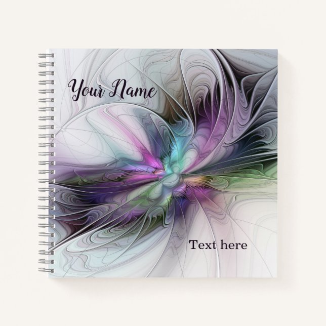 New Life, Colourful Abstract Fractal Fantasy Name Notebook (Front)