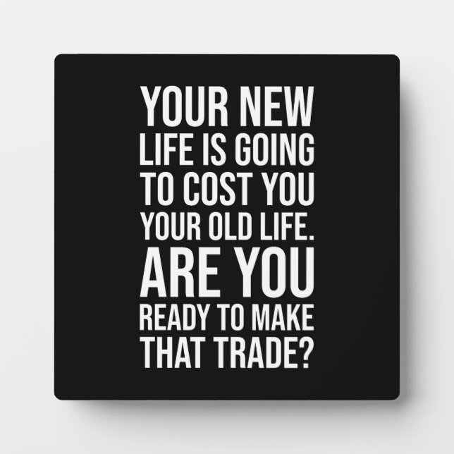 New Life - Hustle, Gym and Success Motivational Plaque (Front)