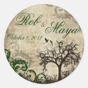 New Life Vintage Wedding Thank You Sticker Favour