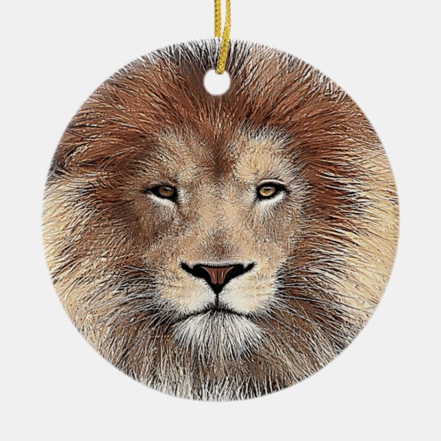 New Lion Print Ceramic Ornament (Front)
