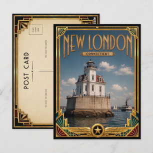 New London Connecticut Vintage Art Deco Golden Age Postcard