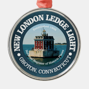 New London Ledge Light Metal Ornament