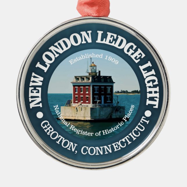 New London Ledge Light Metal Ornament (Front)