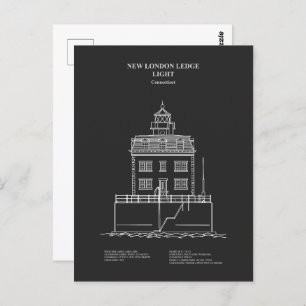 New London Ledge Lighthouse - Connecticut – PD Postcard