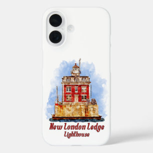 New London Ledge Lighthouse Watercolor Connecticut iPhone 16 Case