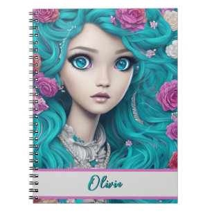 New London Princess with Turquoise Hair and Eyes  Notebook