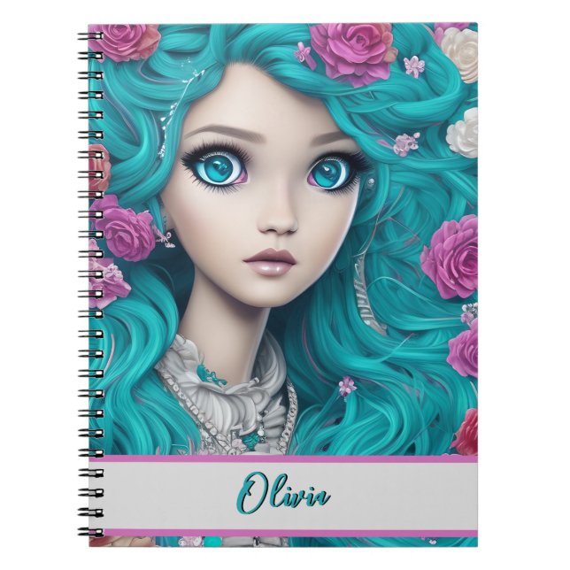 New London Princess with Turquoise Hair and Eyes  Notebook (Front)