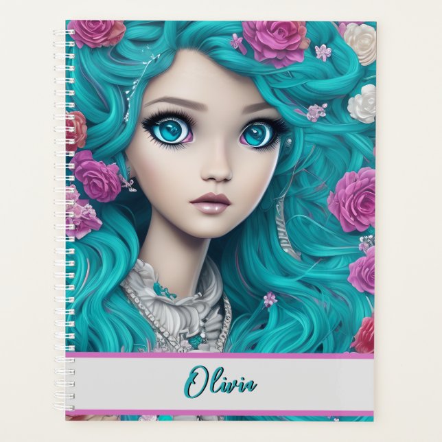 New London Princess with Turquoise Hair and Eyes   Planner (Front)