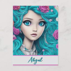 New London Princess with Turquoise Hair and Eyes Postcard