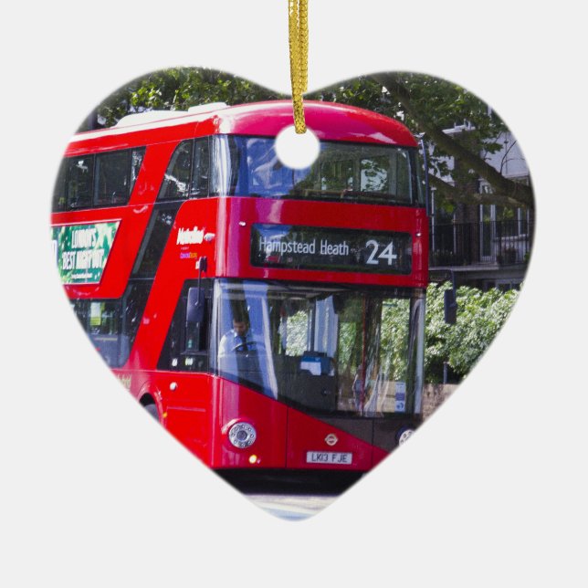 New London Red Bus Ceramic Tree Decoration (Front)