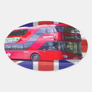 New London Red Bus Oval Sticker
