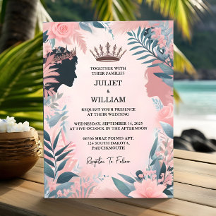 New Long Tulle Regal Royal Glam Blush Pink Wedding Invitation
