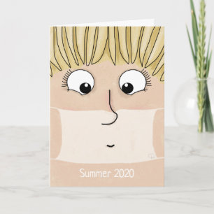 New Look for Summer 2020, Funny Lady Face Mask Tan Card