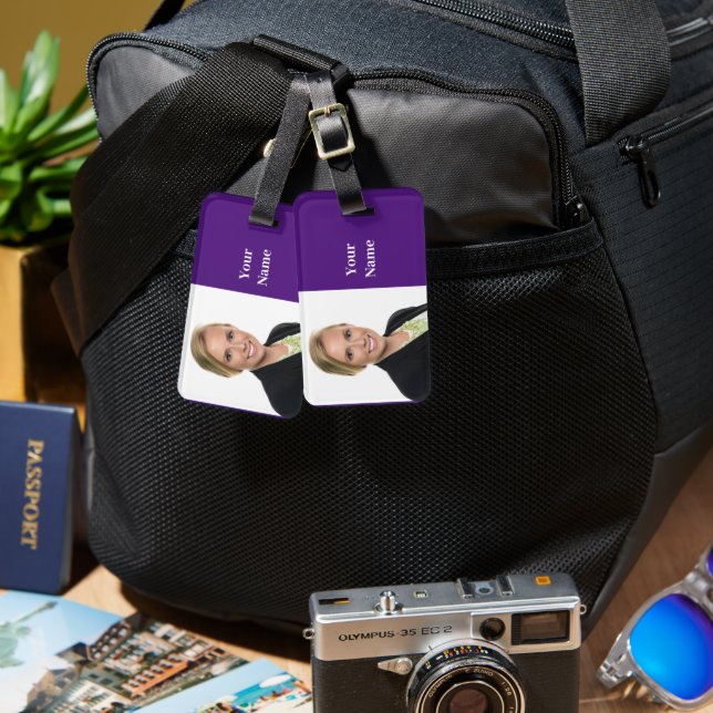 NEW! Luggage Tag - Double-sided Purple (Front & Back)