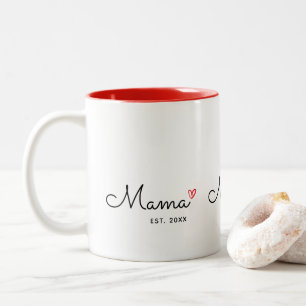 New Mama Established Script Red Heart Two-Tone Coffee Mug