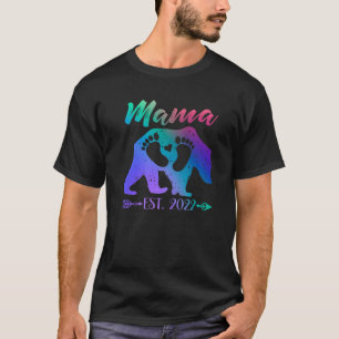 New Mama Mum Bear Est 2022 Baby Shower Announcemen T-Shirt