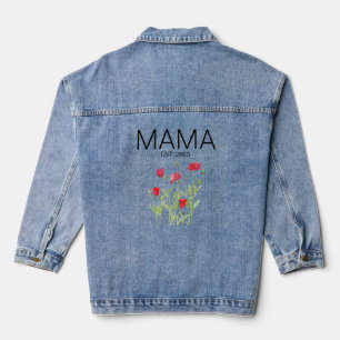 new MAMA red poppies Denim Jacket