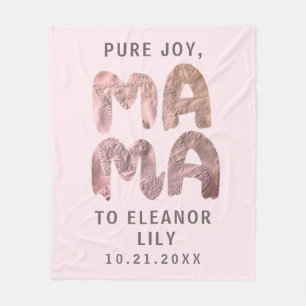 New Mama Whimsical Pastel Pink Newborn Keepsake Fleece Blanket