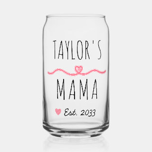 New Mama with Custom Name, Title & Est. Year Can Glass