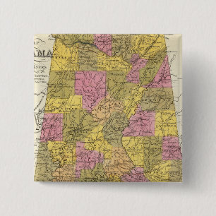 New Map Of Alabama 15 Cm Square Badge