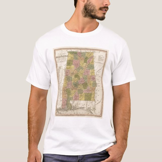 New Map Of Alabama 2 T-Shirt (Front)