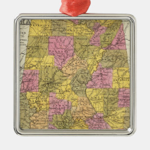 New Map Of Alabama Metal Tree Decoration