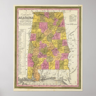 New Map Of Alabama Poster