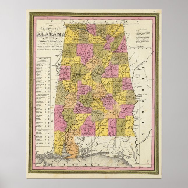 New Map Of Alabama Poster (Front)