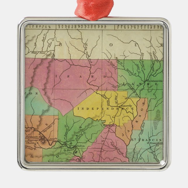 New Map Of Arkansas 2 Metal Tree Decoration (Front)