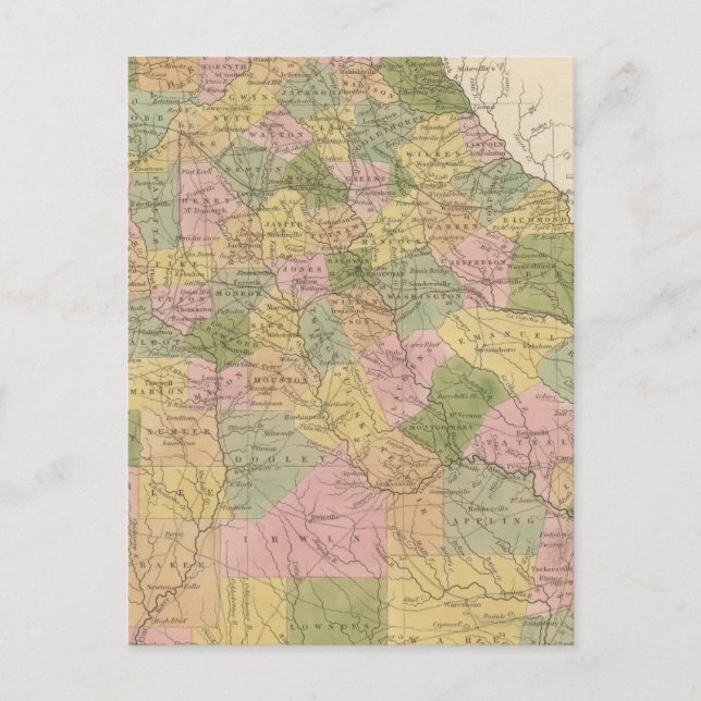 New Map Of Georgia Postcard (Front)