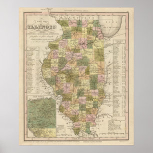 New Map Of Illinois 2 Poster