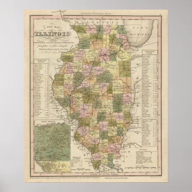 New Map Of Illinois 2 Poster (Front)