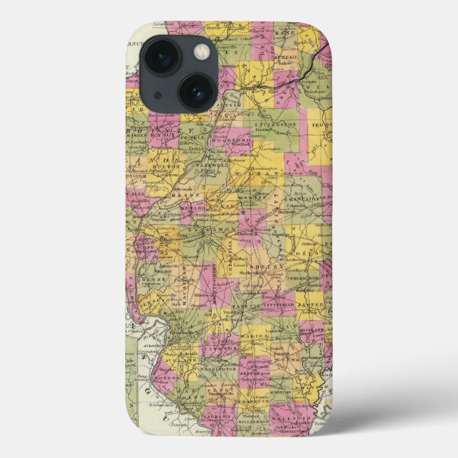 New Map Of Illinois Case-Mate iPhone Case (Back)