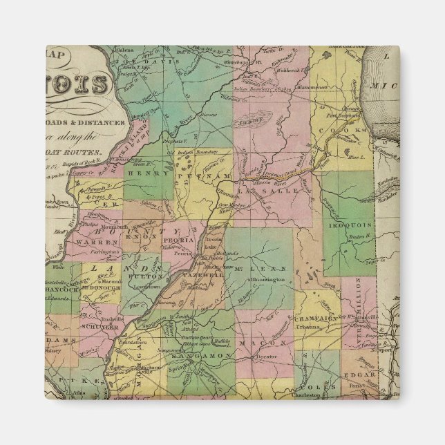 New Map Of Illinois Magnet (Front)
