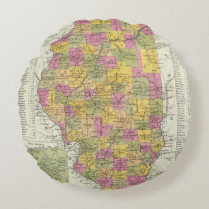 New Map Of Illinois Round Cushion