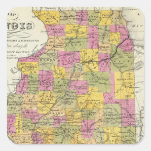 New Map Of Illinois Square Sticker