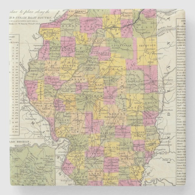 New Map Of Illinois Stone Coaster (Front)
