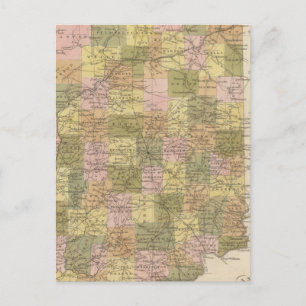 New Map Of Indiana Postcard