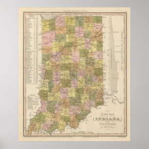 New Map Of Indiana Poster