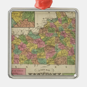 New Map Of Kentucky Metal Tree Decoration