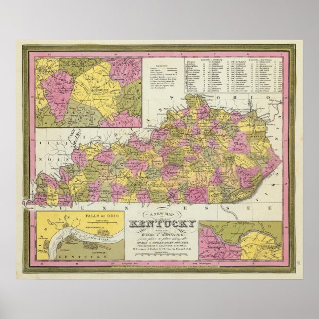New Map Of Kentucky Poster (Front)