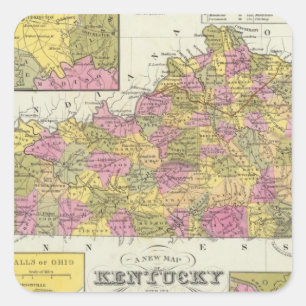 New Map Of Kentucky Square Sticker