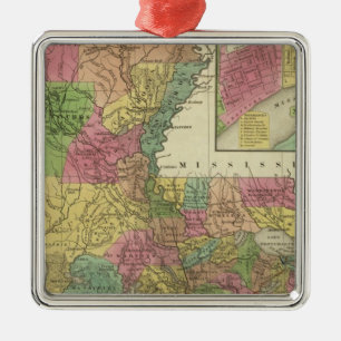 New Map Of Louisiana 2 Metal Tree Decoration