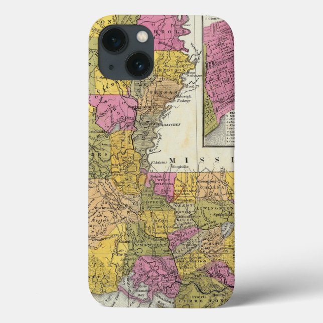 New Map Of Louisiana 3 Case-Mate iPhone Case (Back)