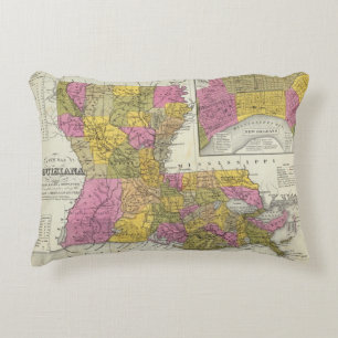 New Map Of Louisiana 3 Decorative Cushion