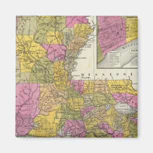 New Map Of Louisiana 3 Magnet